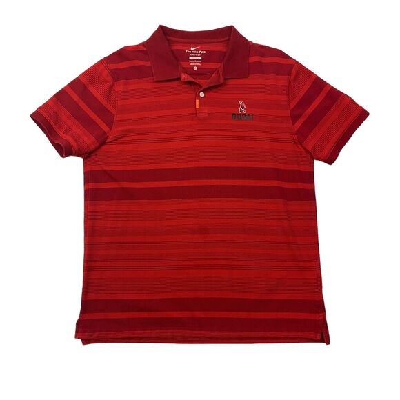 Nike Polo Shirt Mens L Large Slim Fit Red Dri Fit Cotton Blend Tiger Woods Dubai - Picture 1 of 13
